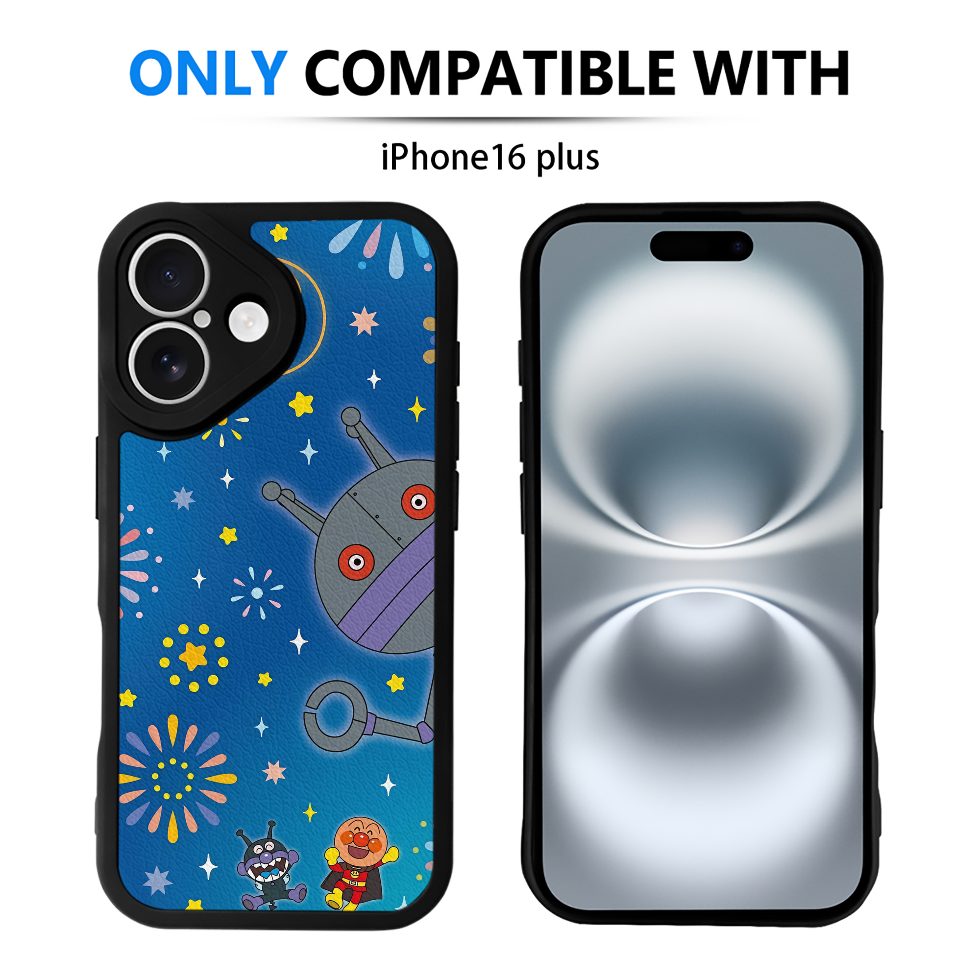 （画像用） アンパンマン Anpanman 【iPhone 16シリーズ対応】シリコンスマホケース（レザー調） 材質：シリコン